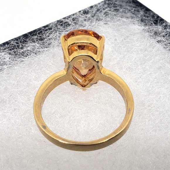 Simulated Orange-Yellow Pear Shaped Gemstone Ring Size 8 - Picture 9 of 10